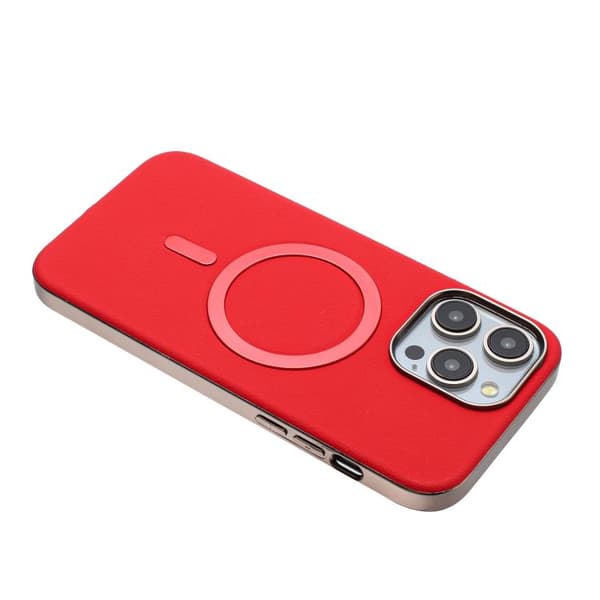 iPhone 16 Pro Max Solid Color Pläterad MagSafe Full Coverage Skal Röd