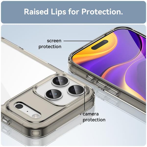 iPhone 18 Pro Max / iPhone 17 Pro Max Skal - Färgglad Serie av Akryl + TPU Transparent grå