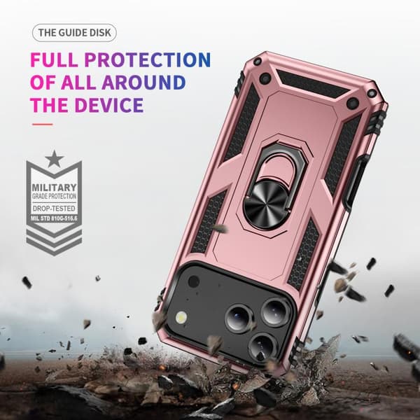iPhone 18 Pro Max / iPhone 17 Pro Max Skal Shockproof TPU Hybrid PC med Hållare Roséguld