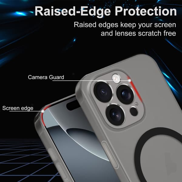 iPhone 16 Pro Max Dual Color Stitching MagSafe Magnetisk PC Skal Vit