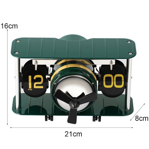 HY-F029 Flygplansformad retro väggklocka för skrivbord (guld)