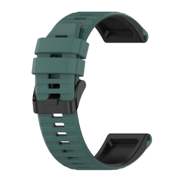 För Garmin Instinct 22mm Silikon Mixing Color Watch Band Dark-green-black