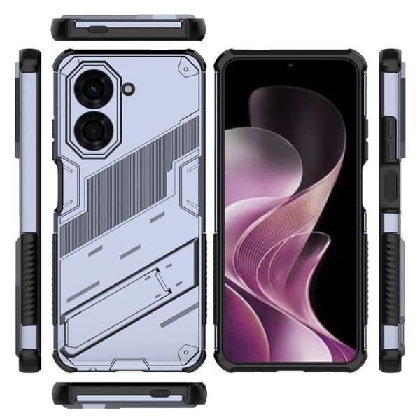 Redmi A5 4G / Poco C71 Punk Armor 2-i-1 PC + TPU Mobilskal med Ställ Grå