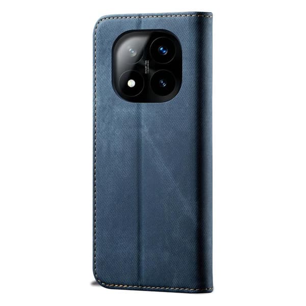 Redmi Note 14 Pro+ 5G - Denim Textur Casual Stil Horisontell Flip Läderfodral Blå