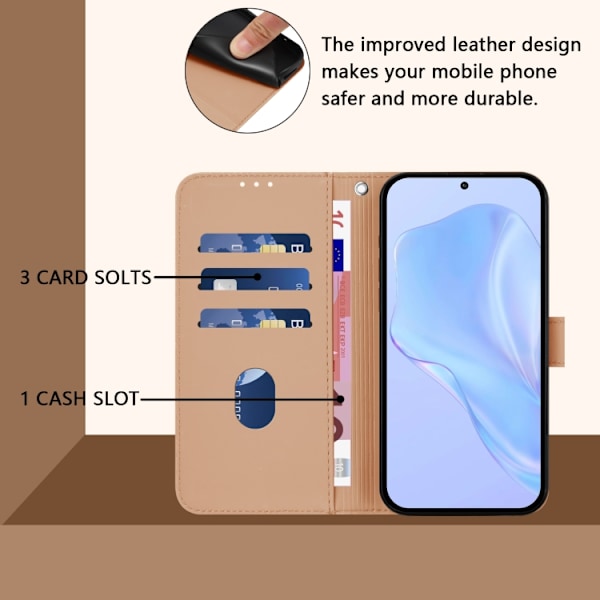 Samsung Galaxy S22+ 5G Skal i läder med lanyard, solid färg Naken