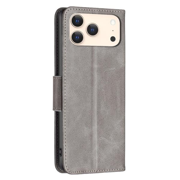 iPhone 18 Pro Max / iPhone 17 Pro Max Skal läderfodral - ren färg med lammskinnsstruktur Grå