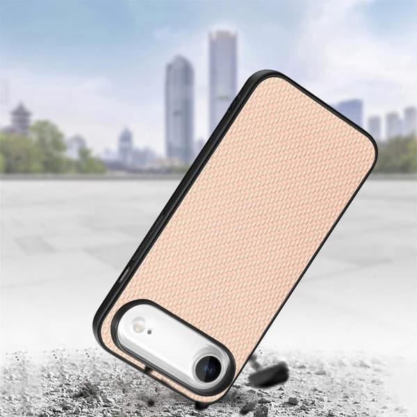 iPhone 17 Air Skal - Kolfibertextur och Läder Kaki