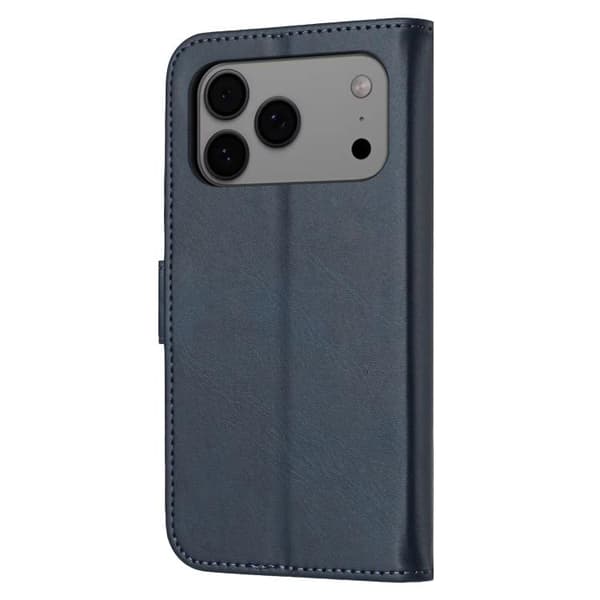 iPhone 18 Pro / iPhone 17 Pro Skal läderfodral med präglad glad kattmönster Blå