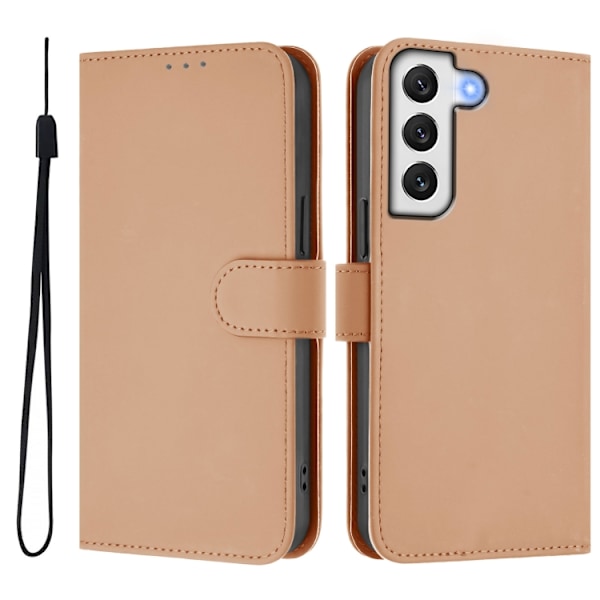 Samsung Galaxy S22+ 5G Skal i läder med lanyard, solid färg Naken