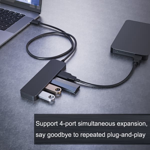 AC3-L43 USB-C 4-Port High-Speed Expansion Dock - 120cm, 5Gbps Data Transfer, Plug & Play, Multi-Device Support, Durable ABS Design
