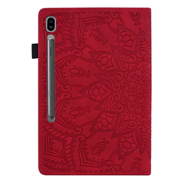 Samsung Galaxy Tab S9 FE Prägad Läderfodral Röd