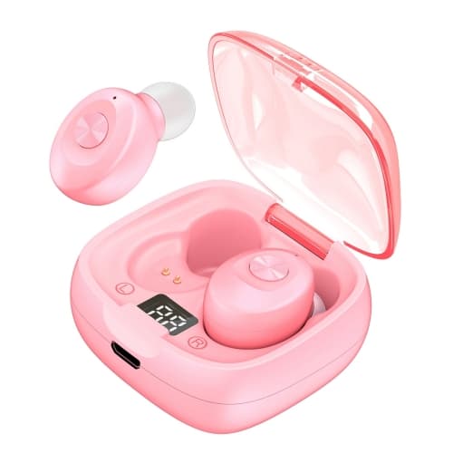 XG-8 TWS Digital Display Touch Bluetooth-hörlurar med magnetisk laddningsbox Rosa