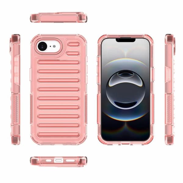 iPhone 18 Pro Max / iPhone 17 Pro Max Skal - hög transparens TPU hybrid PC med airbag Persika Röd