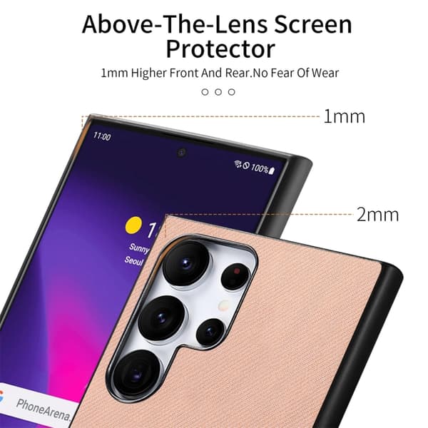 Samsung Galaxy S24 Ultra 5G Skal i Twill Tyg och Läder Rosa