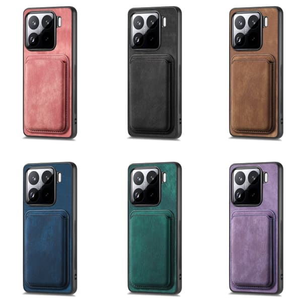 Redmi K80 Pro - Retro Läder Kortfodral med Magnetisk Stängning Blå