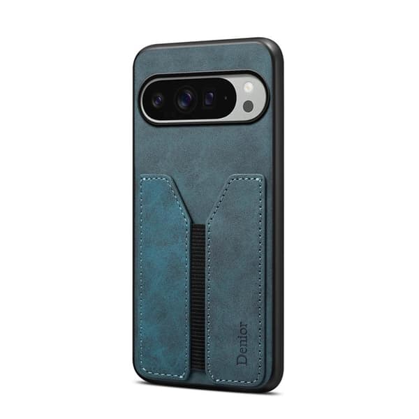 för Pixel 10 Pro XL Skal med Denior D07 DV Elastisk Kortfack PU Baksida Blå