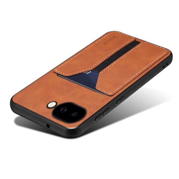 för Pixel 9a Skal - Denior D07 DV Elastisk Kortfack PU Baksida Brun