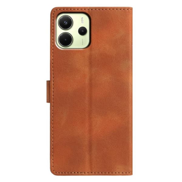 Redmi Note 14 4G - Triangulärt Prägling Läderfodral Brun