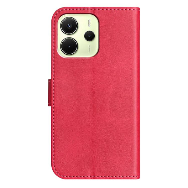 Redmi Note 14 5G - Dubbelvikts S-formad Läderfodral Rosröd