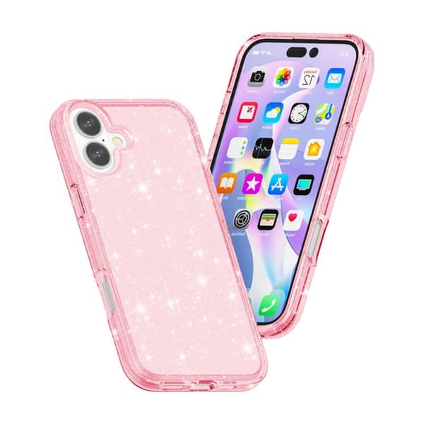iPhone 17 Shockproof Skal med Glitterpulver Terminator Rosa