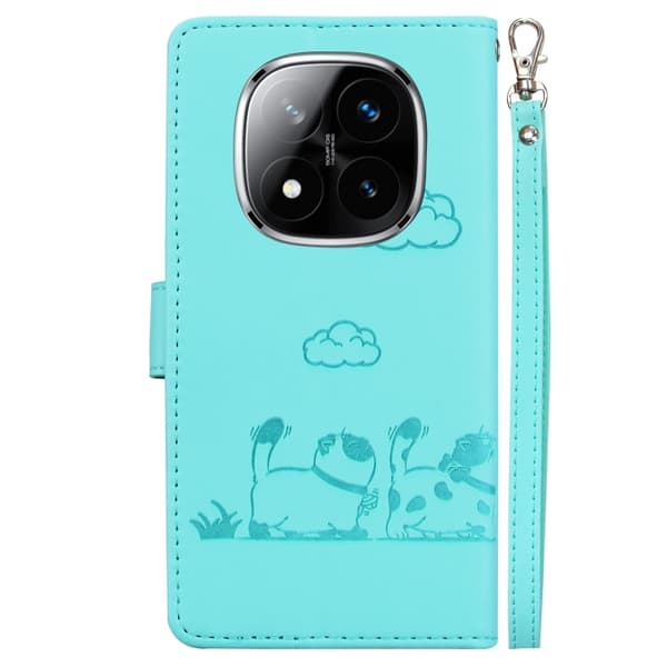 Redmi Note 14 Pro / Note 14 Pro+ 5G Söt Katt RFID Läder fodral Grön