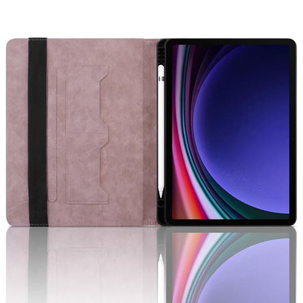 Samsung Galaxy Tab S10/S9 FE Rhombus Prägad Läderfodral Rosa
