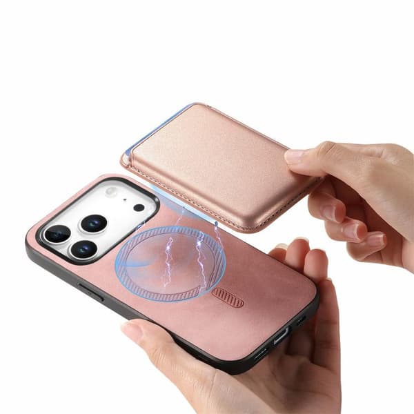 iPhone 18 Pro / iPhone 17 Pro Retro Magsafe Kortväska PU Bakskal Rosa