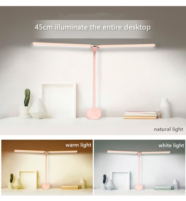 TD5 Dubbel bordslampa med USB-skrivbordsklämma, stil: Plug-in-version (vit)
