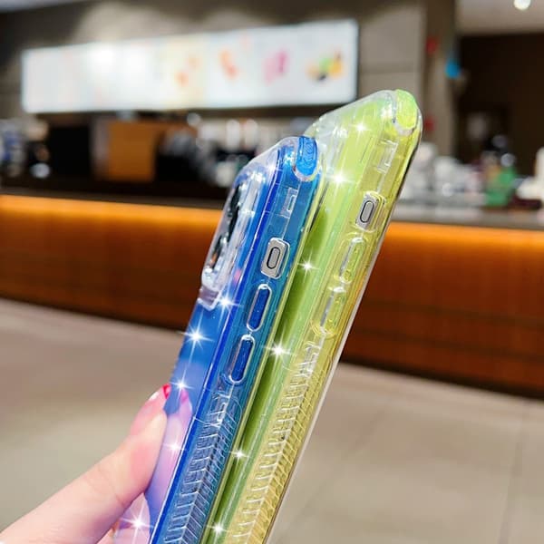 iPhone 16 Pro Glitter Powder 3-i-1 TPU + PC Skal Blå