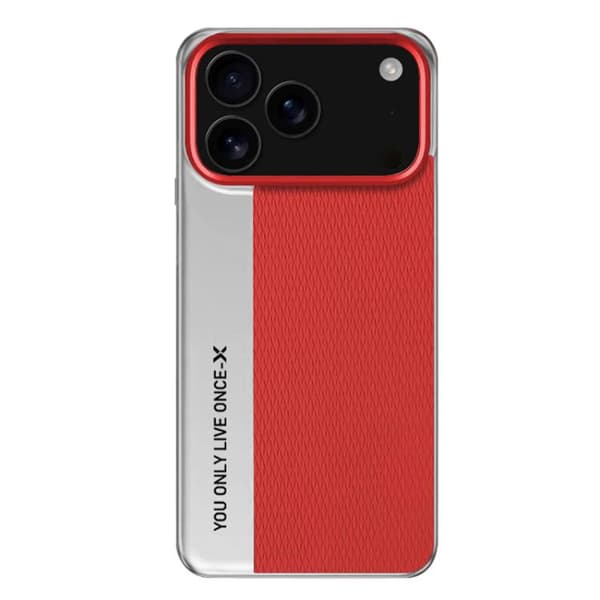 iPhone 18 Pro Max / iPhone 17 Pro Max Skal - Diamanttextur av Läder och PC Röd