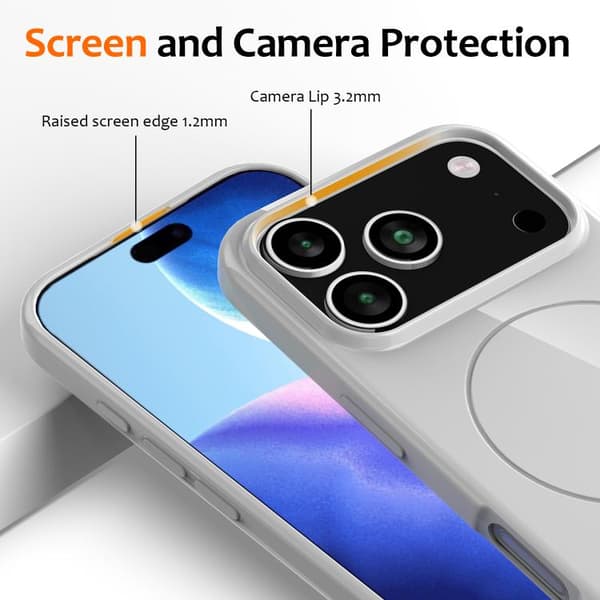 iPhone 18 Pro Max / iPhone 17 Pro Max Skal - Glansigt TPU, Stötsäker MagSafe med Lanyard Vit