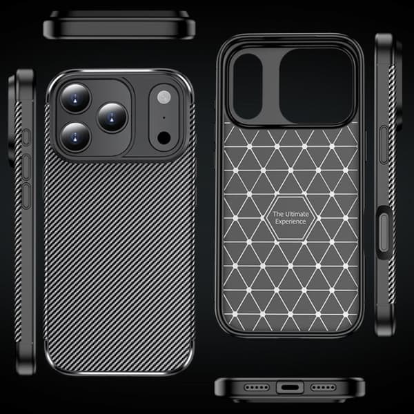 iPhone 17 Pro Max Skal - kolfibertextur, stöttålig TPU