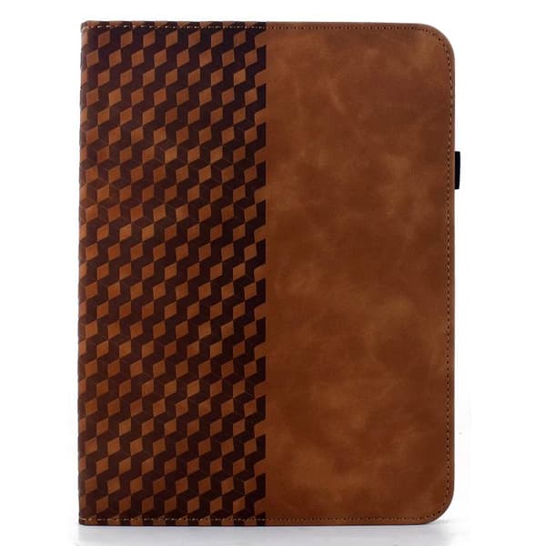 iPad mini 2024 / mini 6 Skal - Rotatable Rhombus Prägad Smart Läderfodral Brun