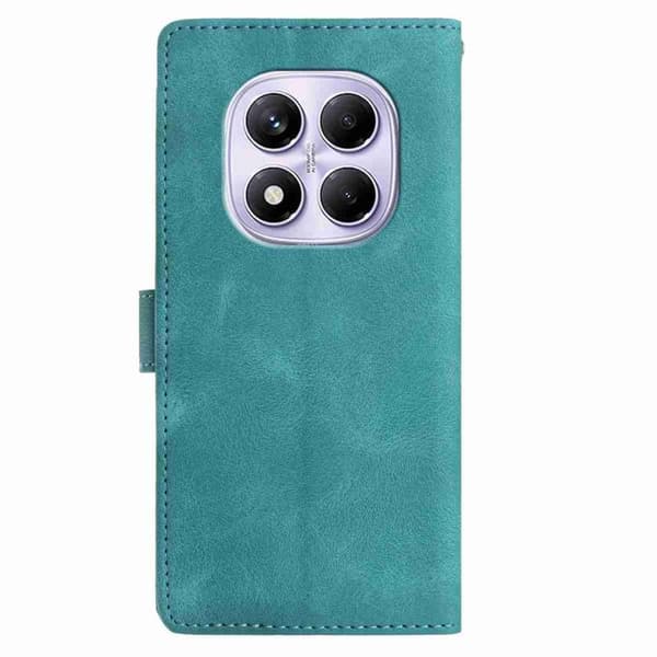 Redmi Note 14 Pro 4G - Embossed Feather Leather Mobilskal med Skinnkänsla Grön