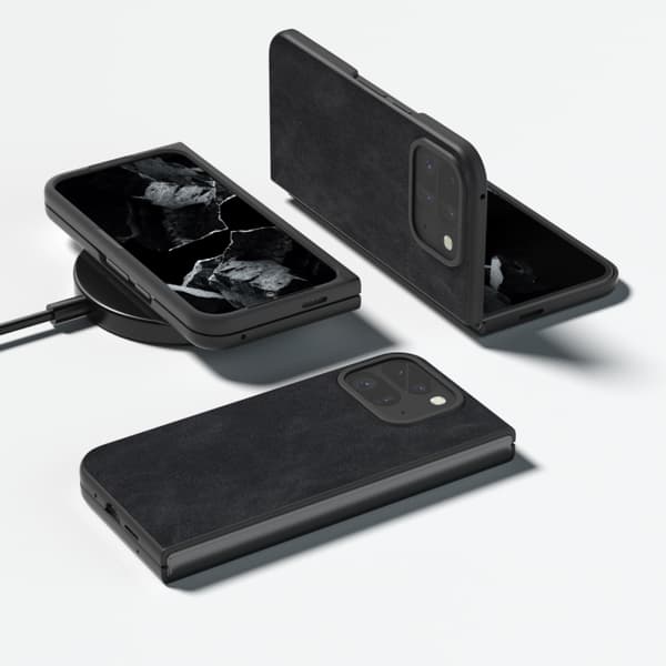 för Pixel 9 Pro Fold - Full Coverage Skal i Svart PU Läder Svart