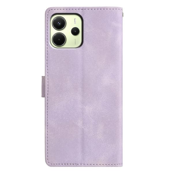 Redmi Note 14 4G - Triangulärt Prägling Läderfodral Purpur