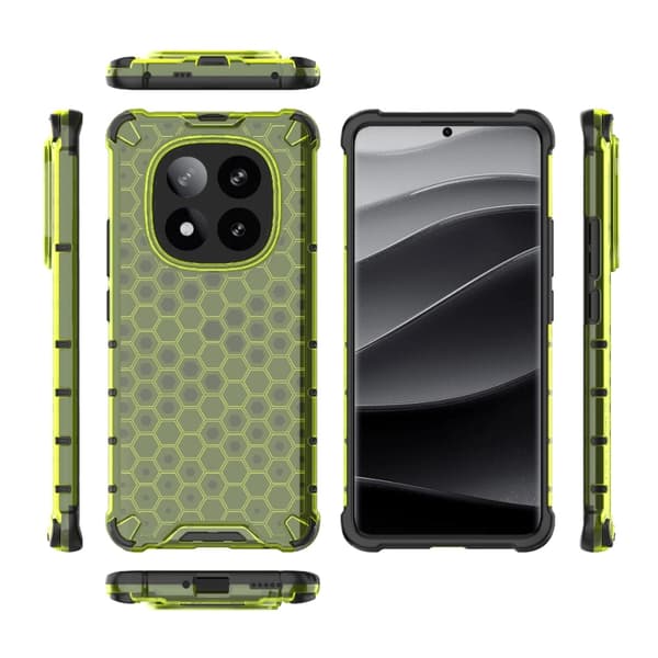 Redmi Note 14 Pro+ 5G - Honeycomb Stöttåligt Mobilskal Grön