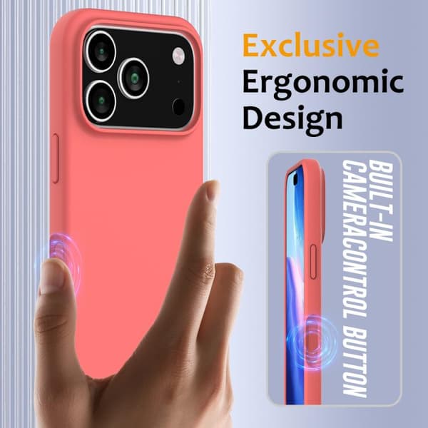iPhone 17 Pro Shockproof Silikon Skal med MagSafe Rosa Orange
