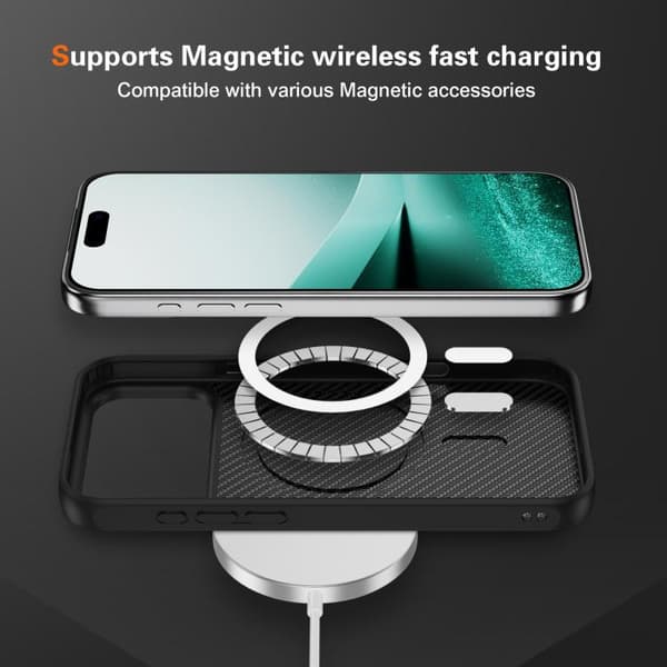 iPhone 18 Pro Max / iPhone 17 Pro Max Skal med Kolfiberstruktur och MagSafe Svart