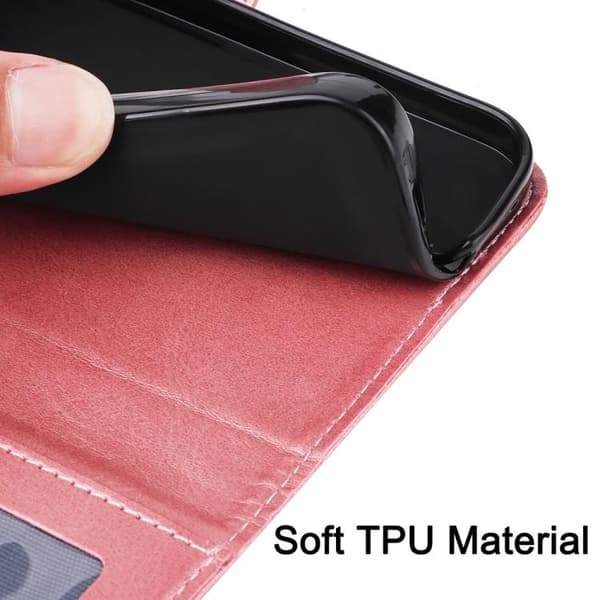 iPhone 18 Pro / iPhone 17 Pro Skal Läderfodral - Klassisk Kalvskinnstextur Roséguld