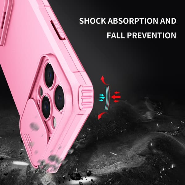 iPhone 16 Pro Max Stereoskopisk Hållare Glidande Camshield Skal Rosa
