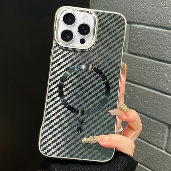 iPhone 16 Pro Max AG Kolfiber Frameless MagSafe Skal Svart