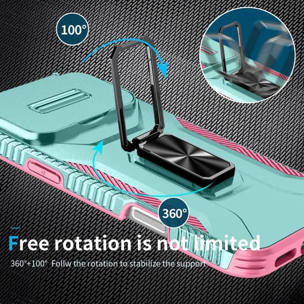 iPhone 18 Pro Max / iPhone 17 Pro Max Skal med Sliding Camshield Holder Rosa + Grågrön