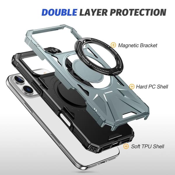 iPhone 18 Pro Max / iPhone 17 Pro Max Skal med MagSafe, Stötsäker med Ringhållare Grön