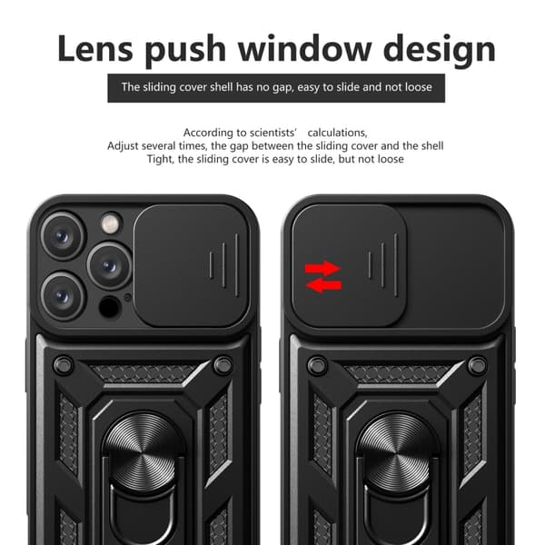 iPhone 16 Pro Max Skal med Glidande Kameraskydd TPU+PC Design Blå