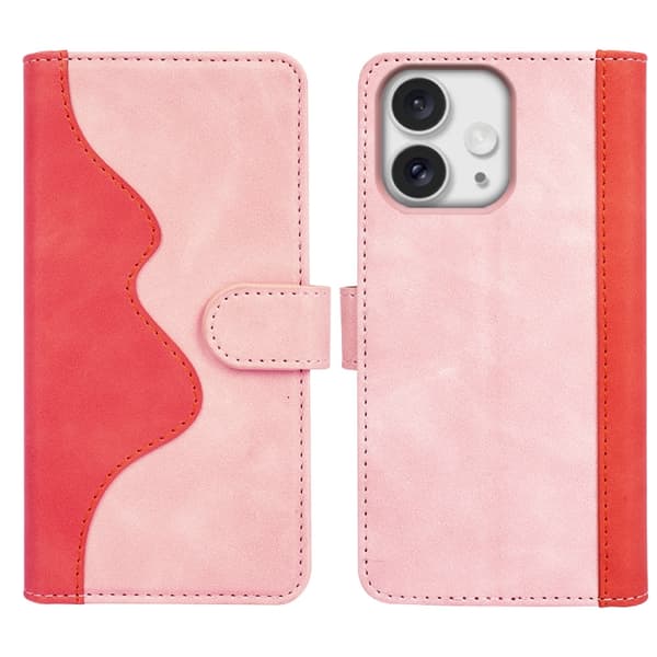 iPhone 16 Pro Max Skal Läder med Horisontell Flip Design Röd