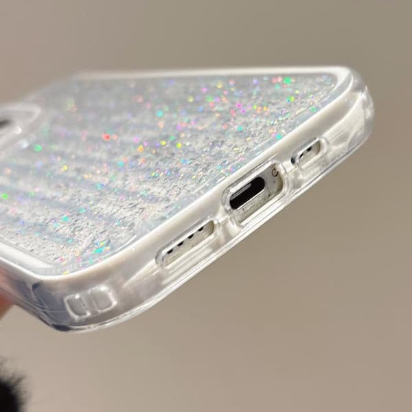 iPhone 16 Pro Glitter Corrugerad PC Hybrid TPU Skal Gul