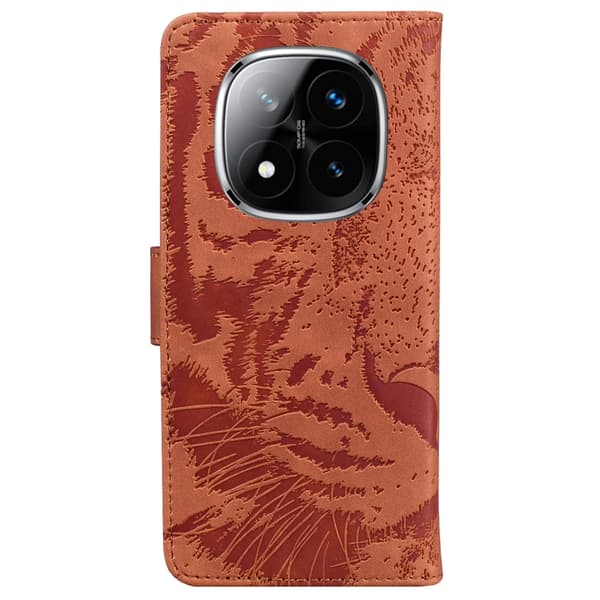 Redmi Note 14 Pro / Note 14 Pro+ 5G - Tiger Prägung Lederhülle Brun