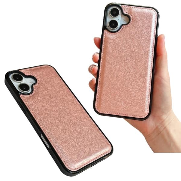 iPhone 17 Skal - Lädertextur Roséguld