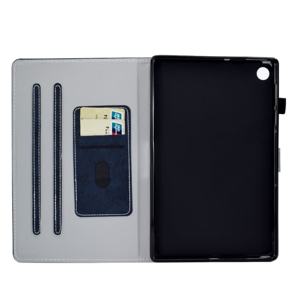 Samsung Galaxy Tab A9 / A11 Marble Style Smart Leather Case Mörkblå